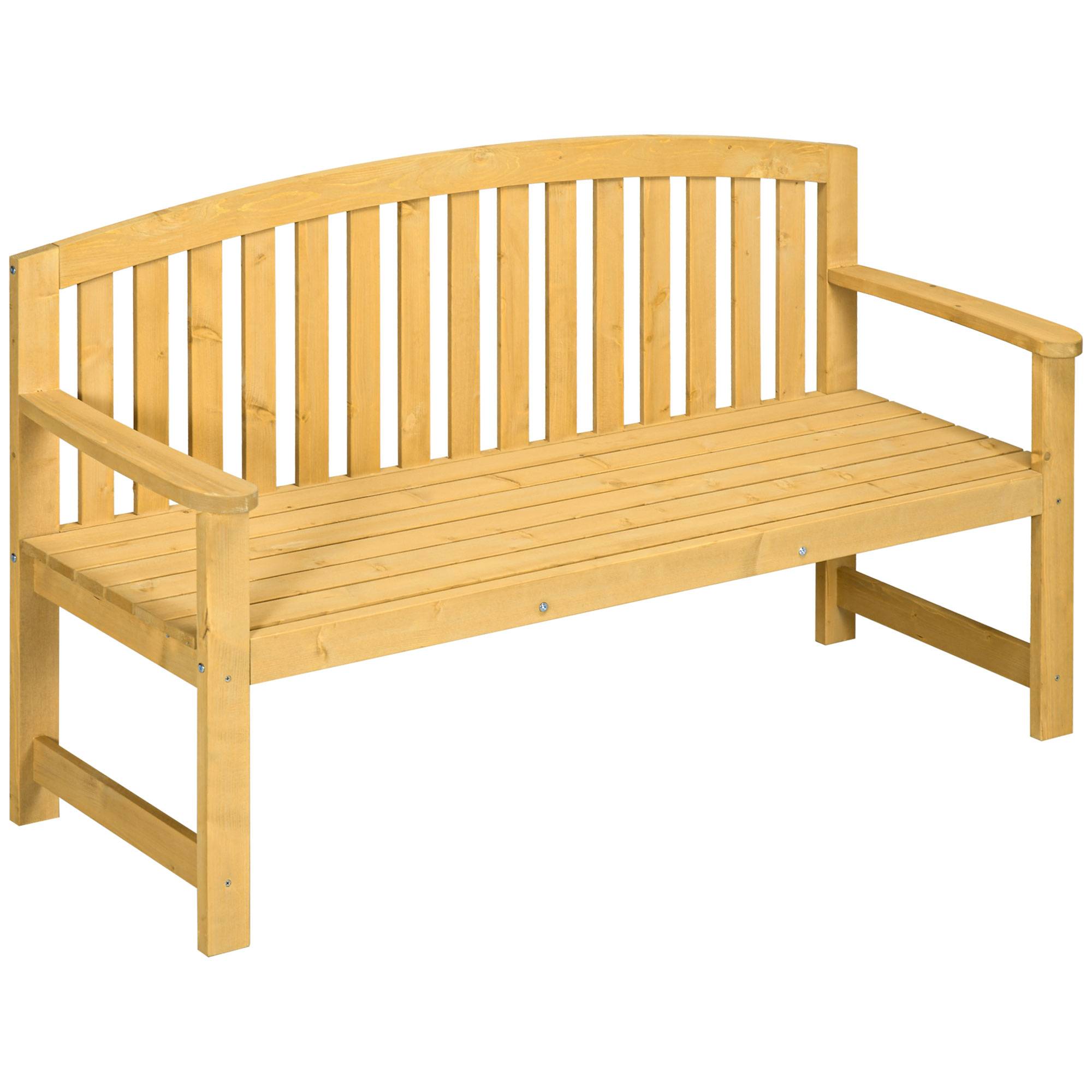 Banc de jardin 2 places en bois résistant aux UV, capacité 240 kg, 140 x 50 x 85 cm, Orange, meuble extérieur durable