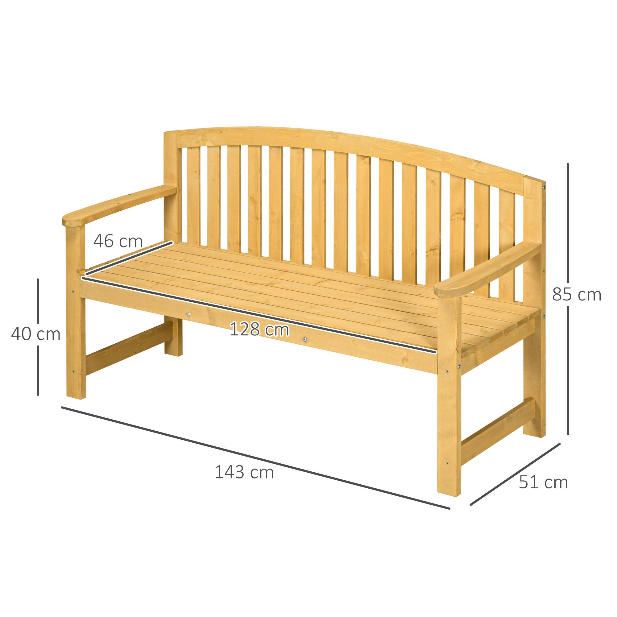 Banc de jardin 2 places en bois résistant aux UV, capacité 240 kg, 140 x 50 x 85 cm, Orange, meuble extérieur durable - Image 3