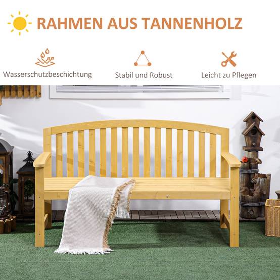 Banc de jardin 2 places en bois résistant aux UV, capacité 240 kg, 140 x 50 x 85 cm, Orange, meuble extérieur durable - Image 5