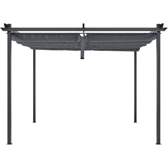 No name - Tonnelle autoportante toit rétractable 3 x 3 m cadre acier traité anti-corrosion gris anthracite - NO NAME - Image 4