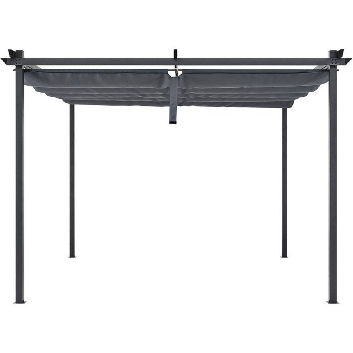 No name  - Tonnelle autoportante toit rétractable 3 x 3 m cadre acier traité anti-corrosion gris anthracite - NO NAME - Image 4