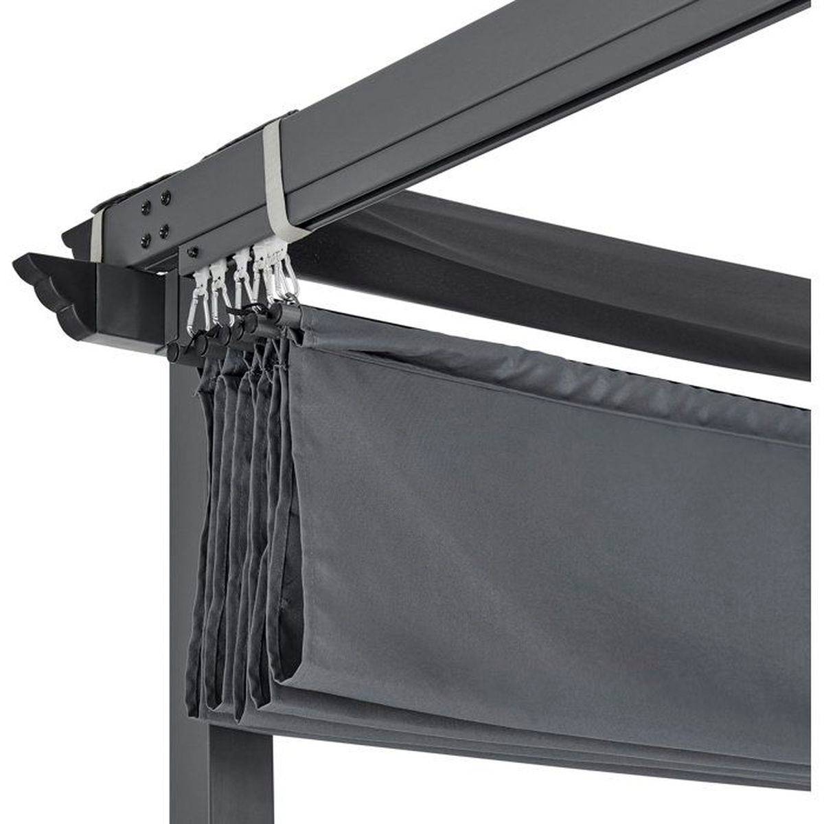 No name  - Tonnelle autoportante toit rétractable 3 x 3 m cadre acier traité anti-corrosion gris anthracite - NO NAME - Image 5