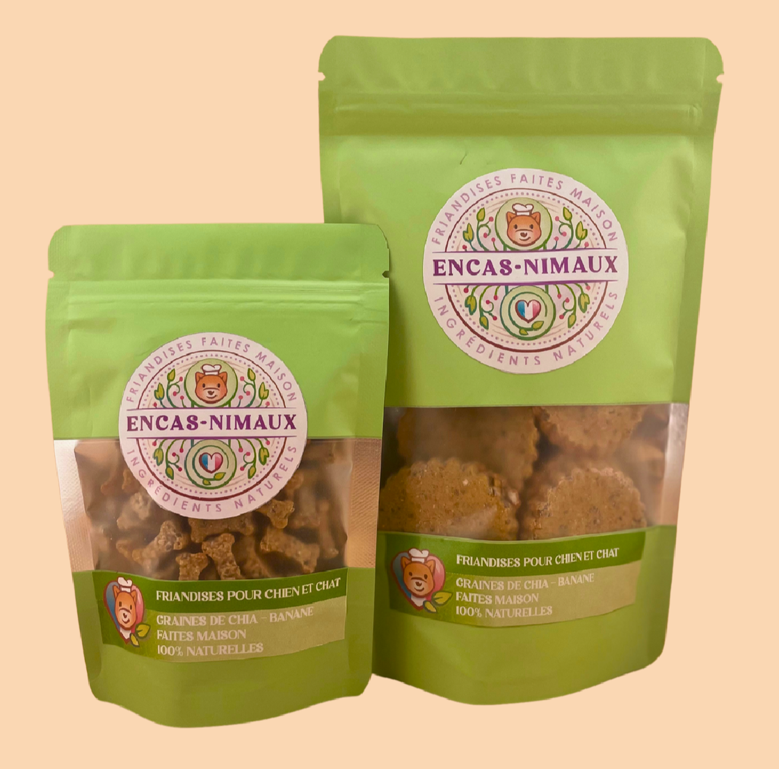Encas-Nimaux - Friandises Naturelles Végétales Banane & Graines de Chia - Imagen 1