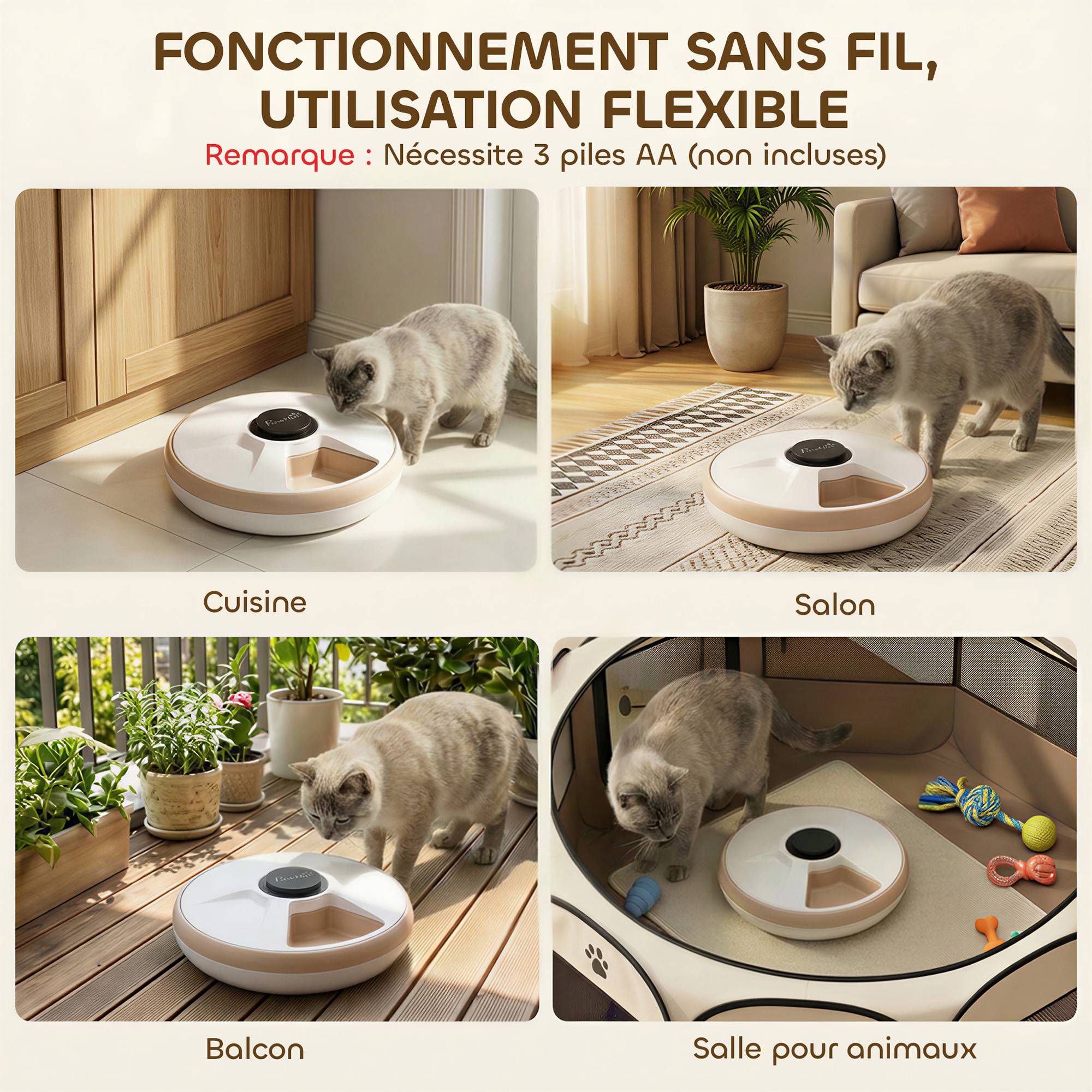 Distributeur automatique de nourriture plastique blanc 31.5 x 31.5 x 8.3 cm - PANGIVO - Image 10