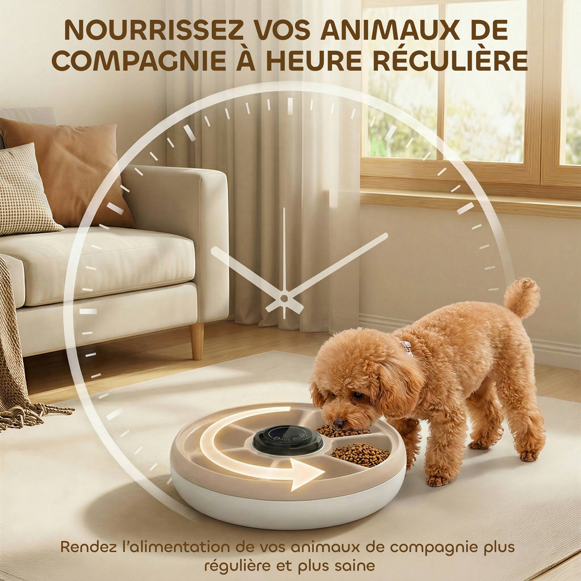 Distributeur automatique de nourriture plastique blanc 31.5 x 31.5 x 8.3 cm - PANGIVO - Image 8