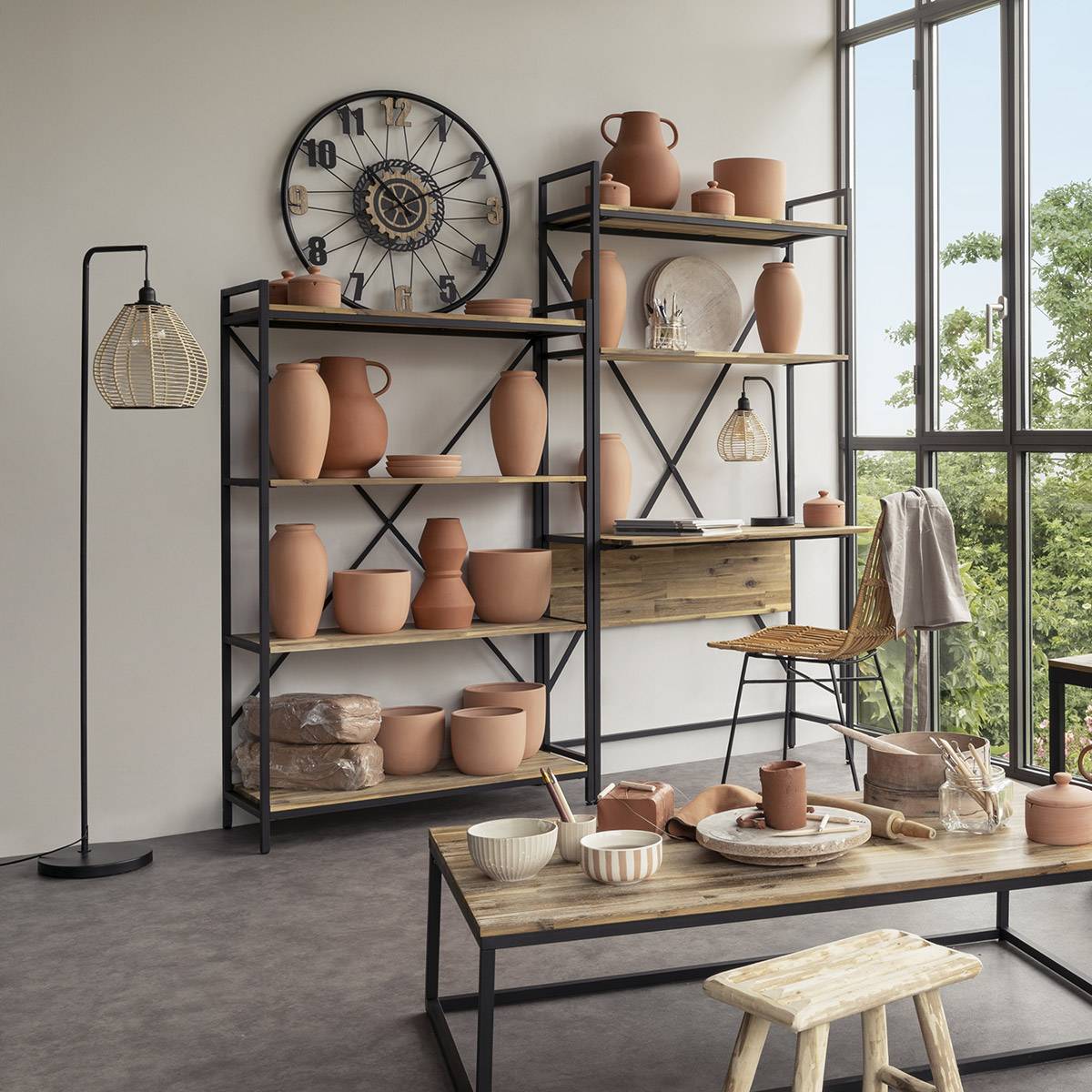 Atmosphera - Horloge "Mohan" en bois & métal D65cm - Atmosphera Créateur d'intérieur - Imagen 1