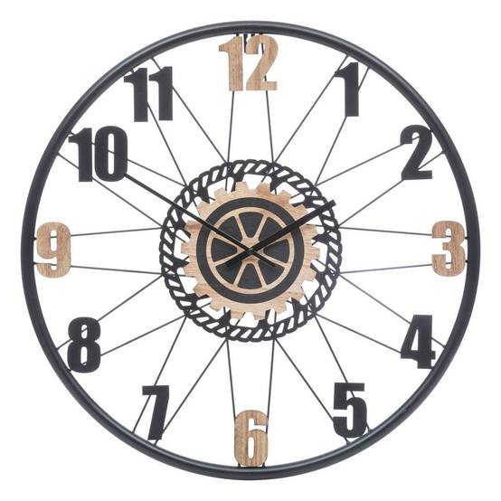 Atmosphera - Horloge "Mohan" en bois & métal D65cm - Atmosphera Créateur d'intérieur - Image 2
