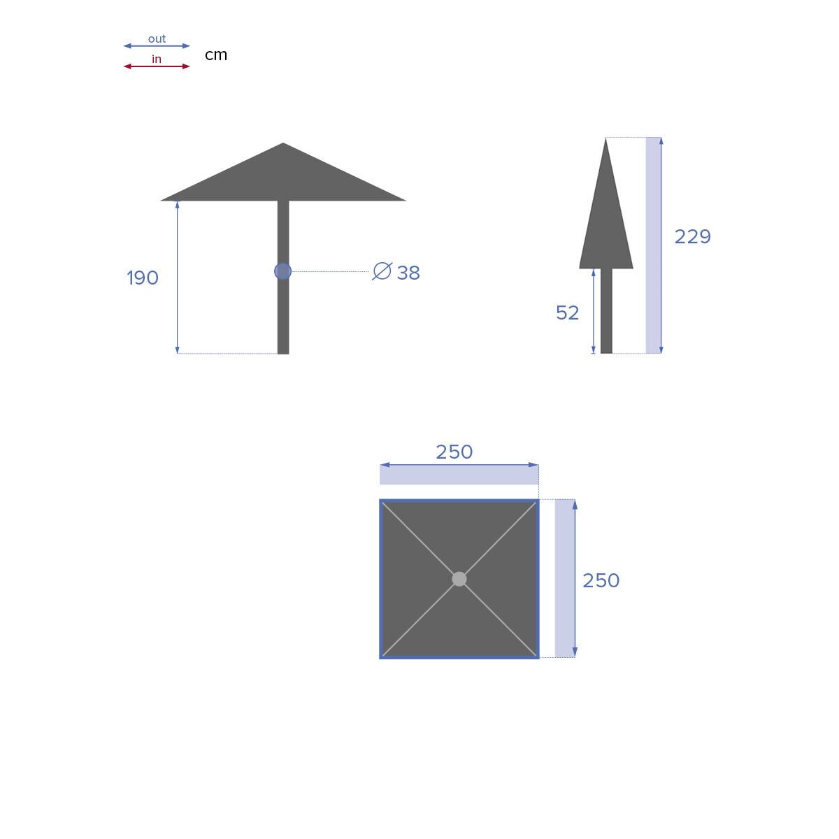 Hesperide - Parasol droit carré "Soya" jaune moutarde D2,5x2,5m en acier Hespéride - Imagen 8
