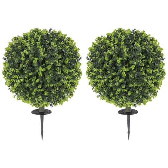 Sans Marque - Lot 2 plantes buis artificielles 40 cm tuteur intérieur extérieur vertes - Image 2