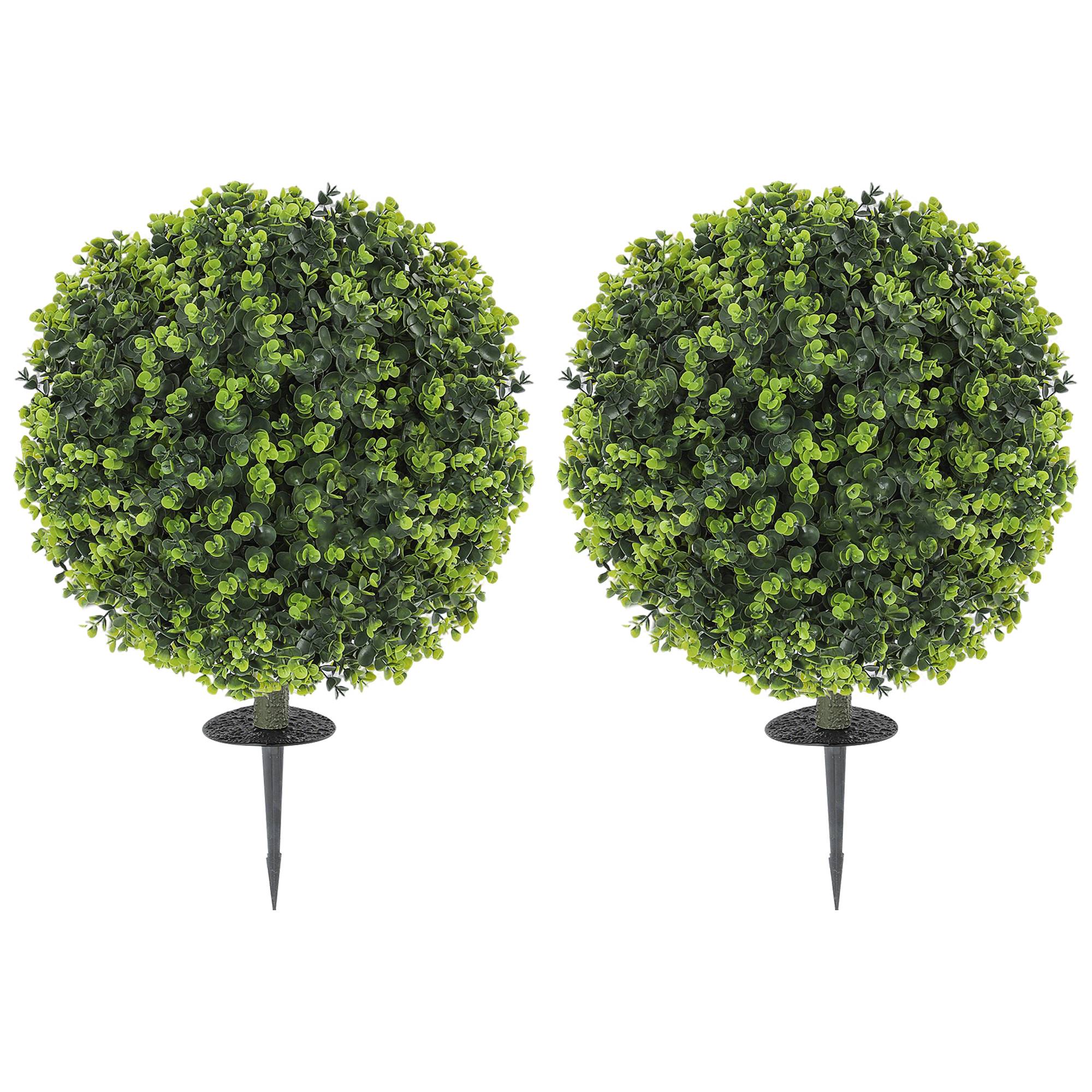 Sans Marque - Lot 2 plantes buis artificielles 40 cm tuteur intérieur extérieur vertes - Image 2