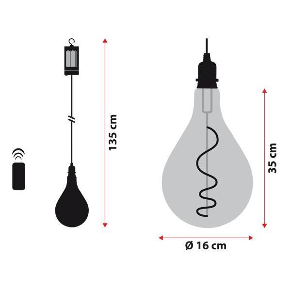 Suspension ampoule vintage à pile poire 16CM filament spirale en verre Lotti - Image 3