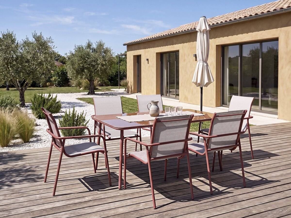 Habitat Et Jardin - Salon De Jardin Repas Métal "malaga" - 6 Places - Terracotta -habitat Et Jardin - Image 2