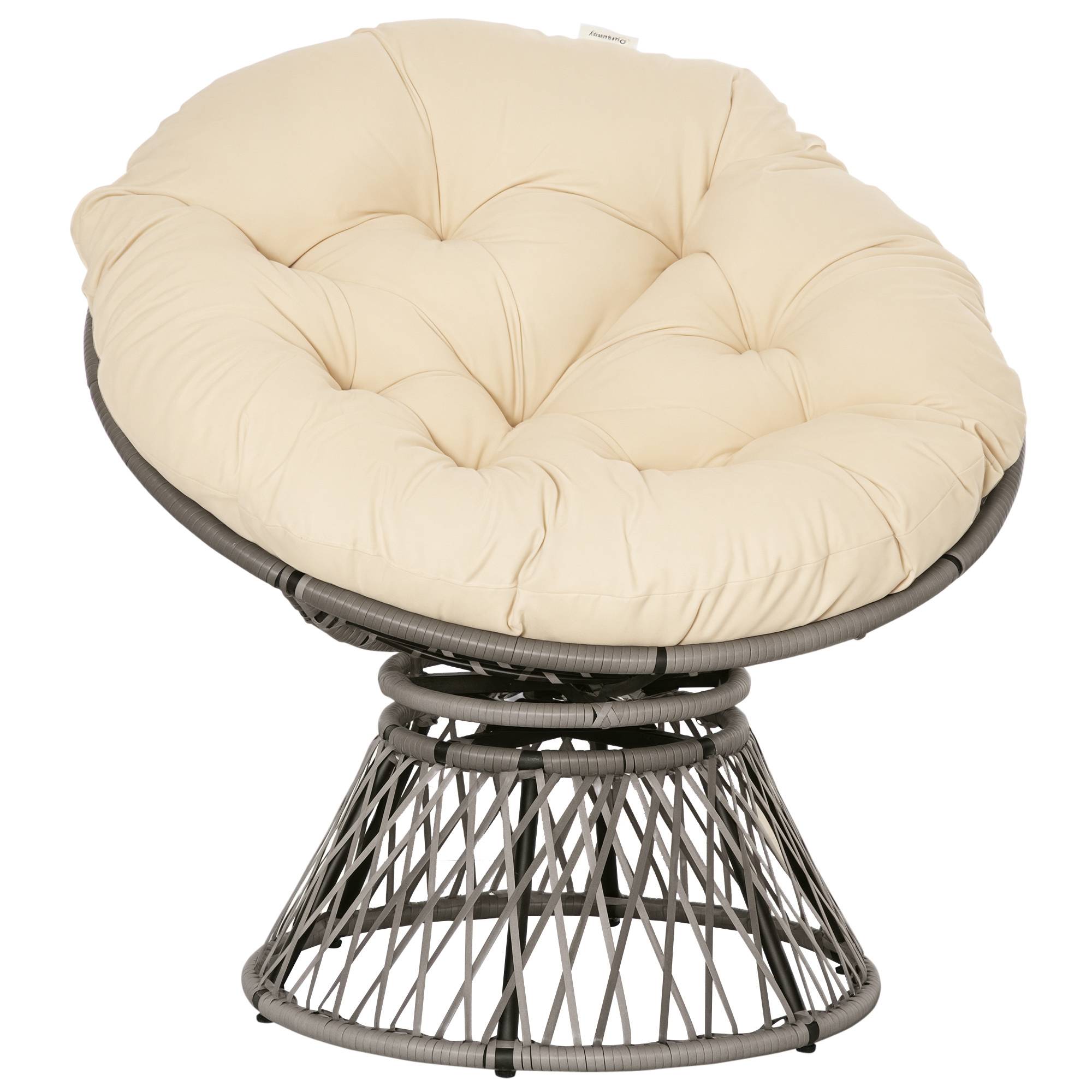 PANGIVO - Fauteuil de jardin papasan pivotant résine tressée crème 97 x 87 x 90 cm - PANGIVO