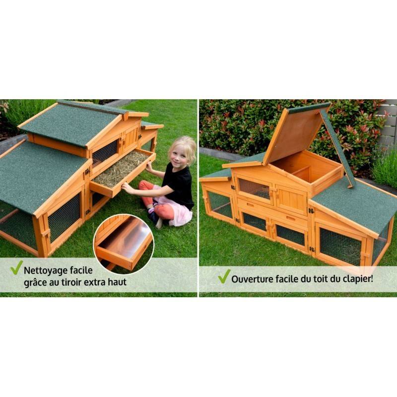 BB Loisir - Cage Clapier pour lapin Extérieur 185x51x75cm Modèle: 037 Étable de roi - Image 3