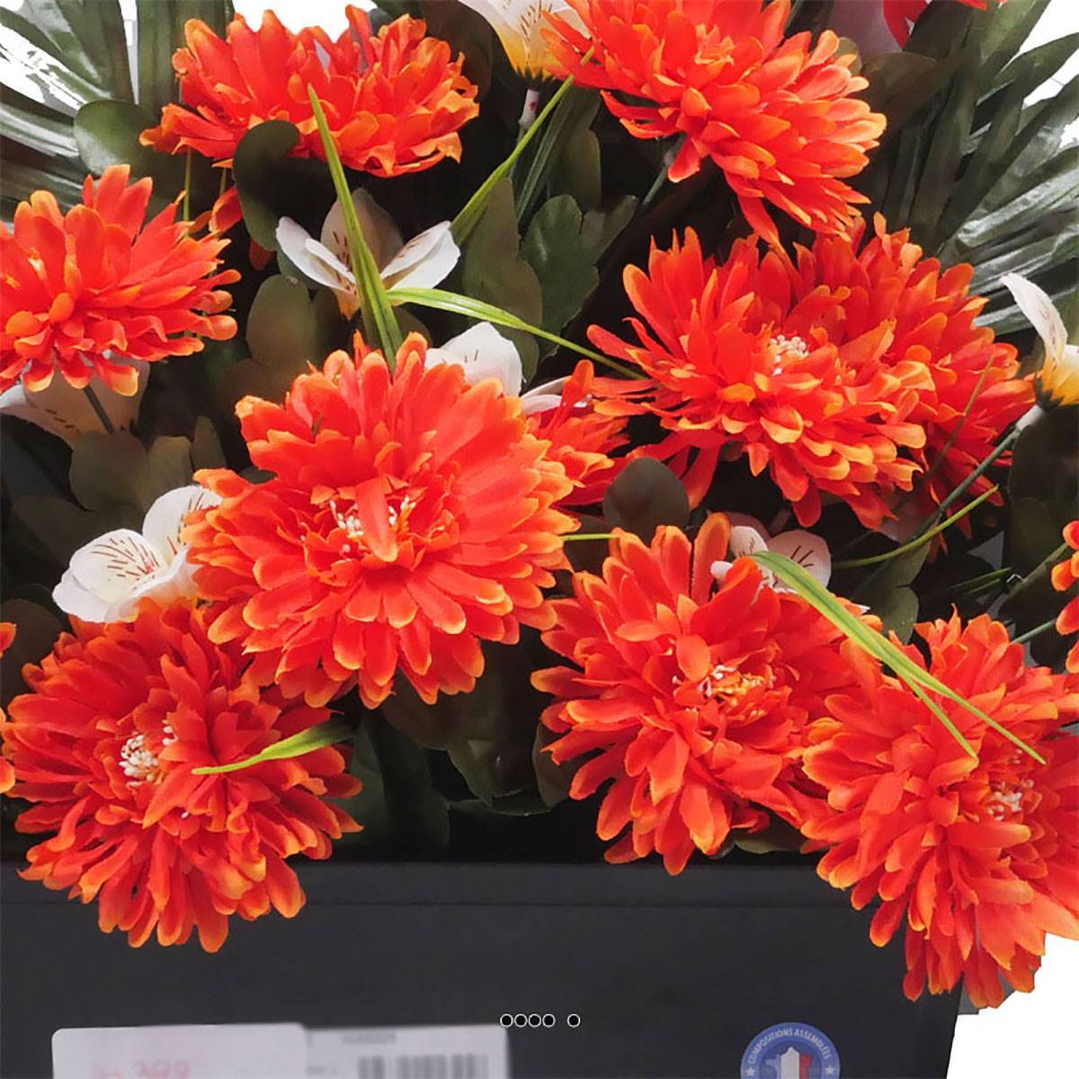 Artificielles - Devant de tombe fleurs artificielles cimetière chrysanthèmes et alstroemerias Orange - couleur: Orange 660 - Imagen 3