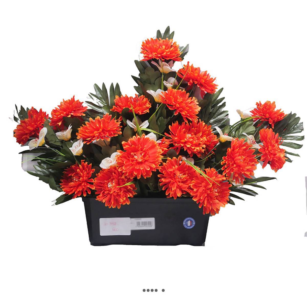 Artificielles - Devant de tombe fleurs artificielles cimetière chrysanthèmes et alstroemerias Orange - couleur: Orange 660 - Imagen 2