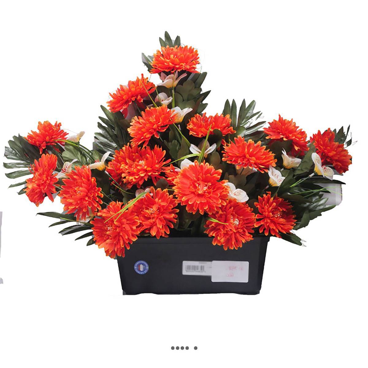 Artificielles - Devant de tombe fleurs artificielles cimetière chrysanthèmes et alstroemerias Orange - couleur: Orange 660 - Imagen 1