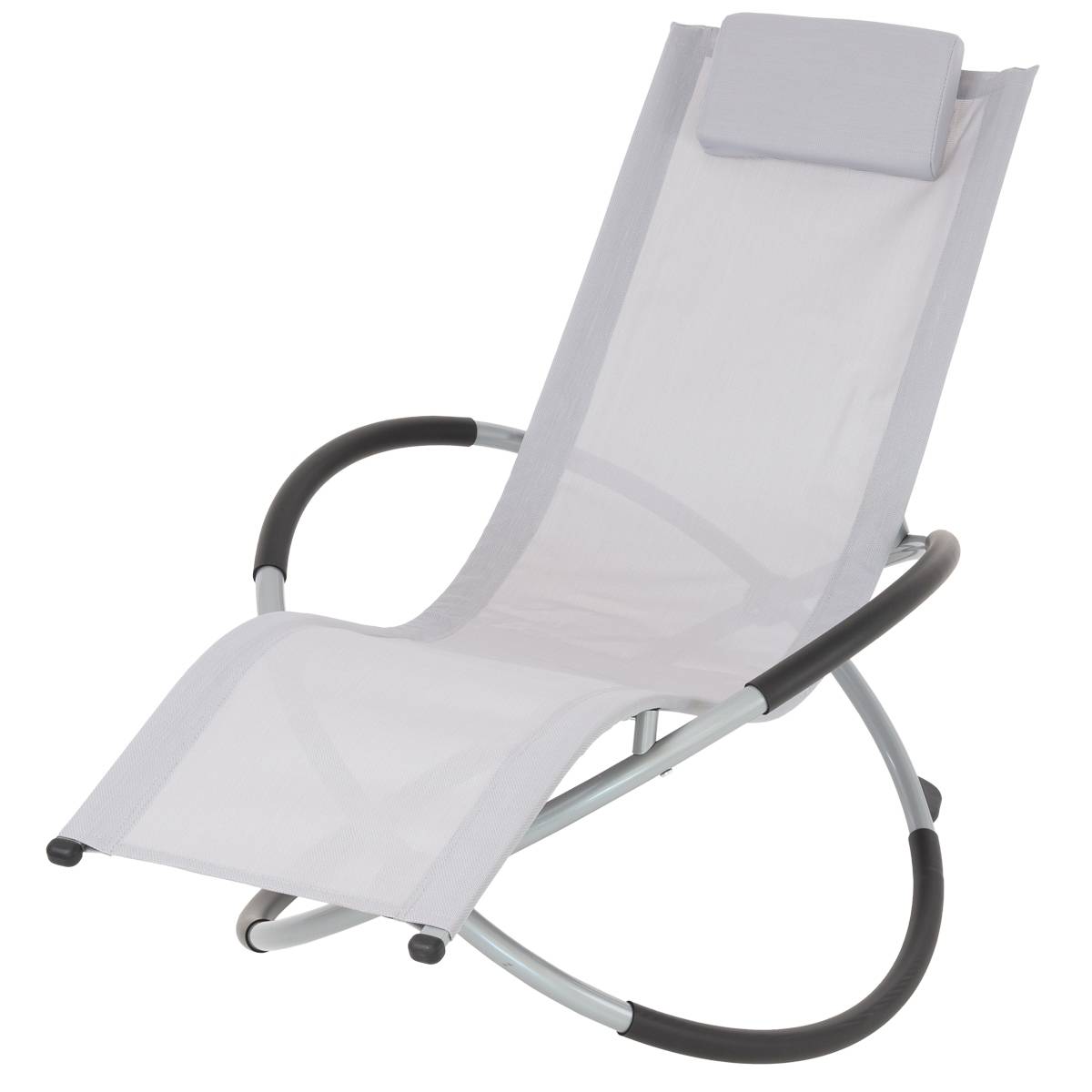 Ecd-Germany - Chaise Longue Géométrique Gris Clair avec Cadre en Acier Appui-tête Pliable - Imagen 1
