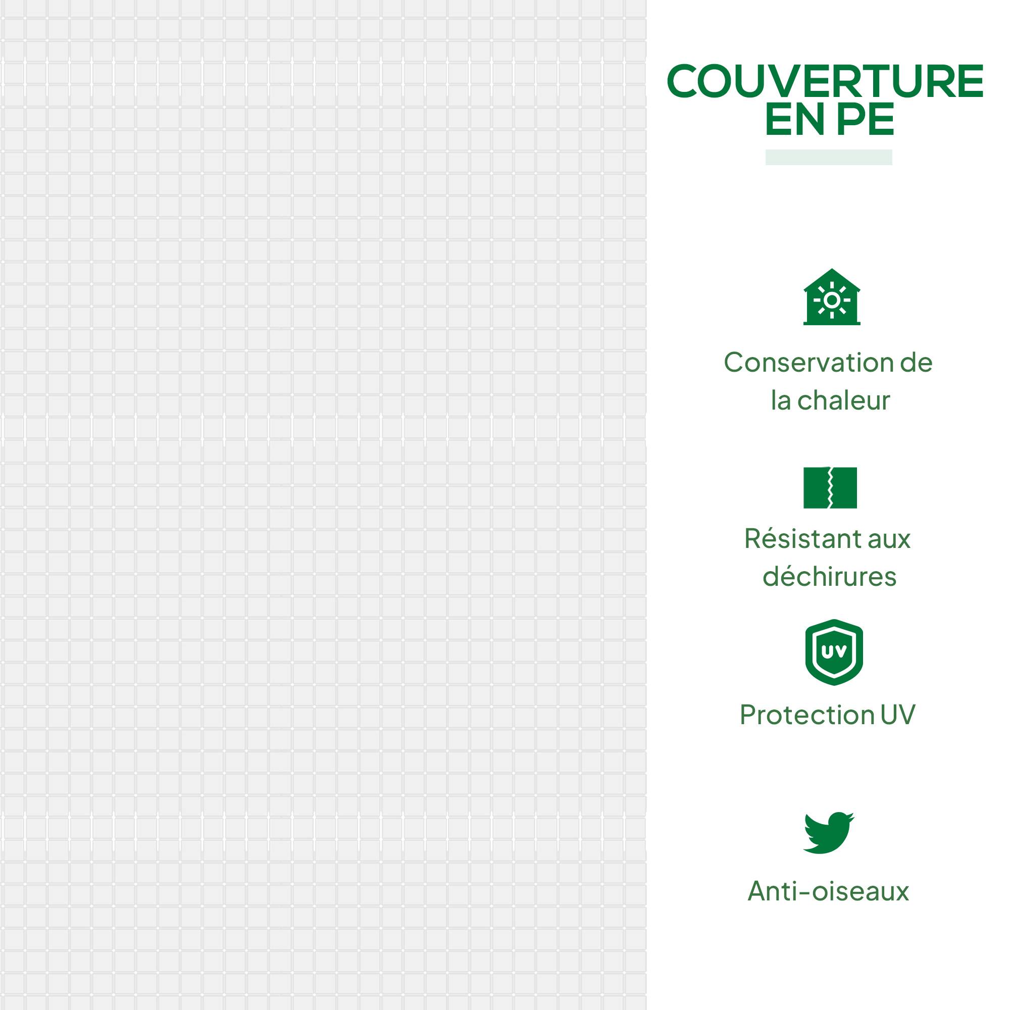 Outsunny - Mini serre de jardin 120x60x60cm 2 fenêtres zippées/enroulables couverture plastique cadre acier blanc - Outsunny - Image 5