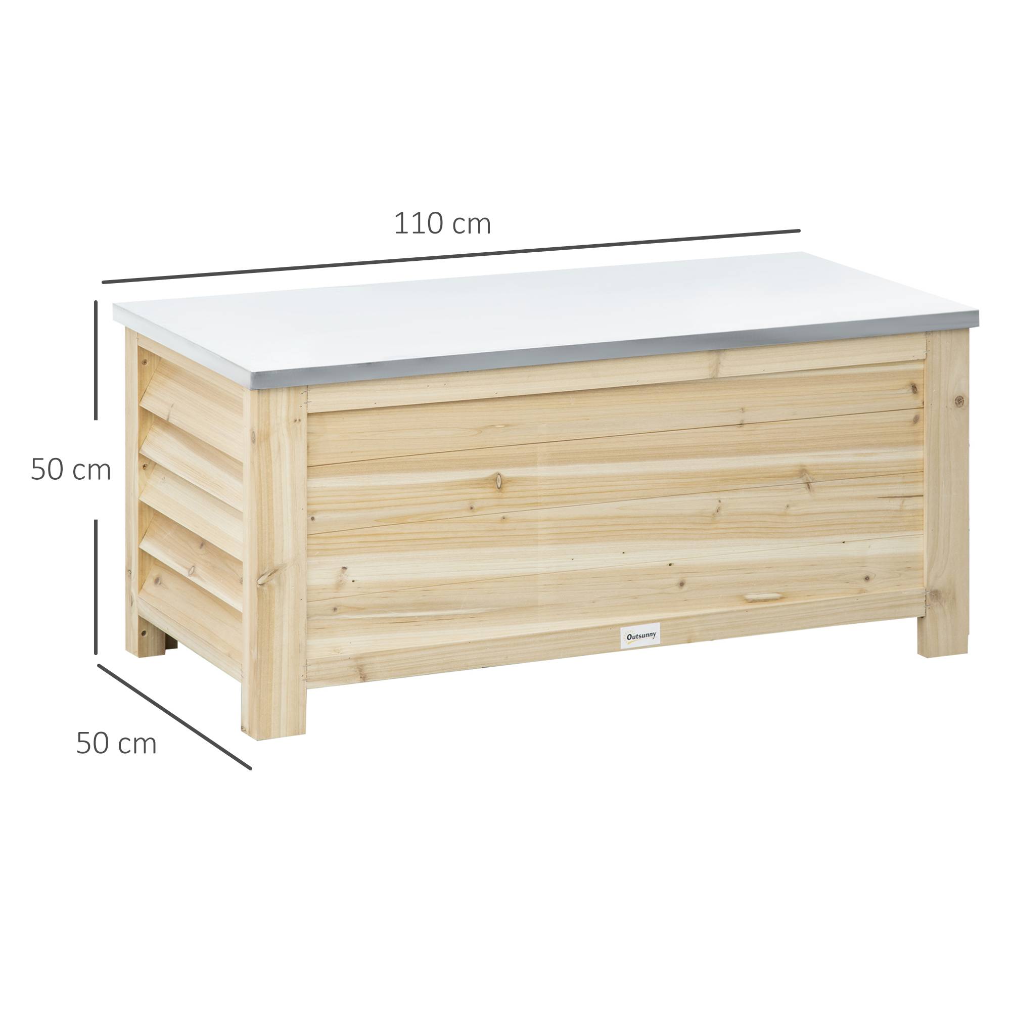 Outsunny - Banc coffre de jardin 2 en 1 - dim. 110L x 50l x 50H cm - charge max. 120 Kg - bois sapin pré-huilé acier galvanisé - Outsunny - Image 3