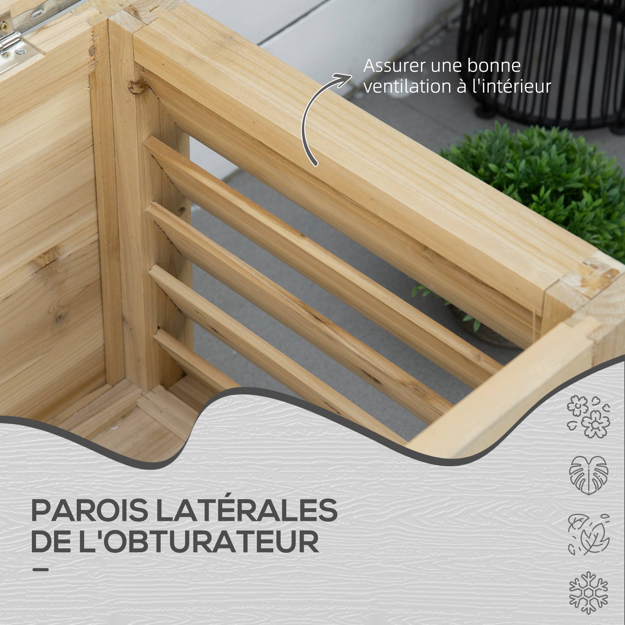 Outsunny - Banc coffre de jardin 2 en 1 - dim. 110L x 50l x 50H cm - charge max. 120 Kg - bois sapin pré-huilé acier galvanisé - Outsunny - Image 7