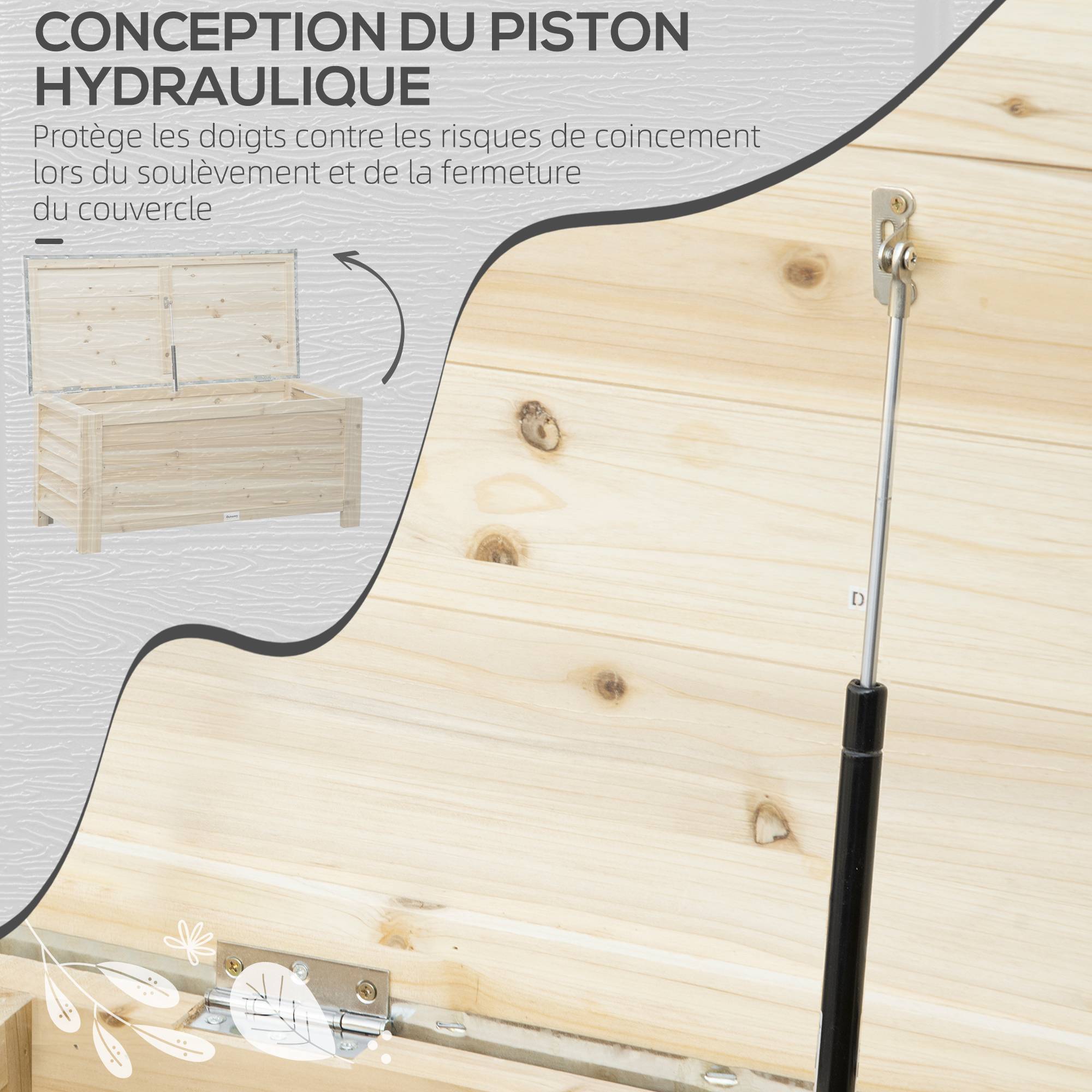 Outsunny - Banc coffre de jardin 2 en 1 - dim. 110L x 50l x 50H cm - charge max. 120 Kg - bois sapin pré-huilé acier galvanisé - Outsunny - Image 5