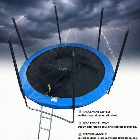 Trampoline pour enfant 10Ft ø305cm avec coussin de protection Bleu, Echelle et Filet de sécurité JUMP4FUN - Image 5