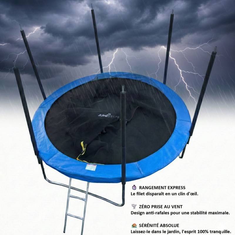 Trampoline pour enfant 10Ft ø305cm avec coussin de protection Bleu, Echelle et Filet de sécurité JUMP4FUN - Image 5