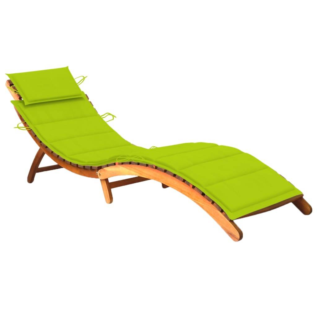 Helloshop26 - Transat chaise longue bain de soleil lit de jardin terrasse meuble d'extérieur avec coussin bois d'acacia solide - Imagen 1