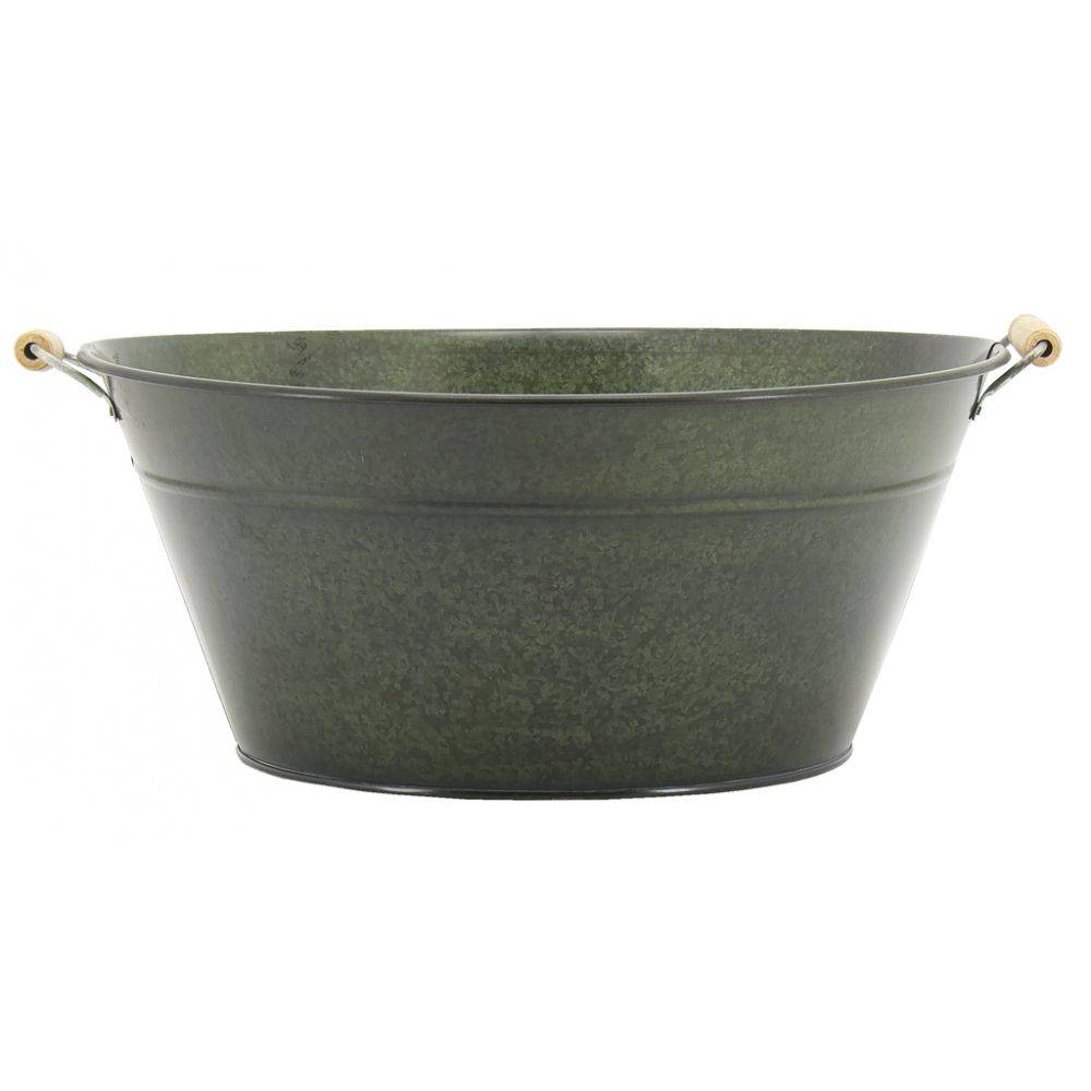 Aubry Gaspard - Corbeille ronde en métal laqué mat vert antique - Imagen 2