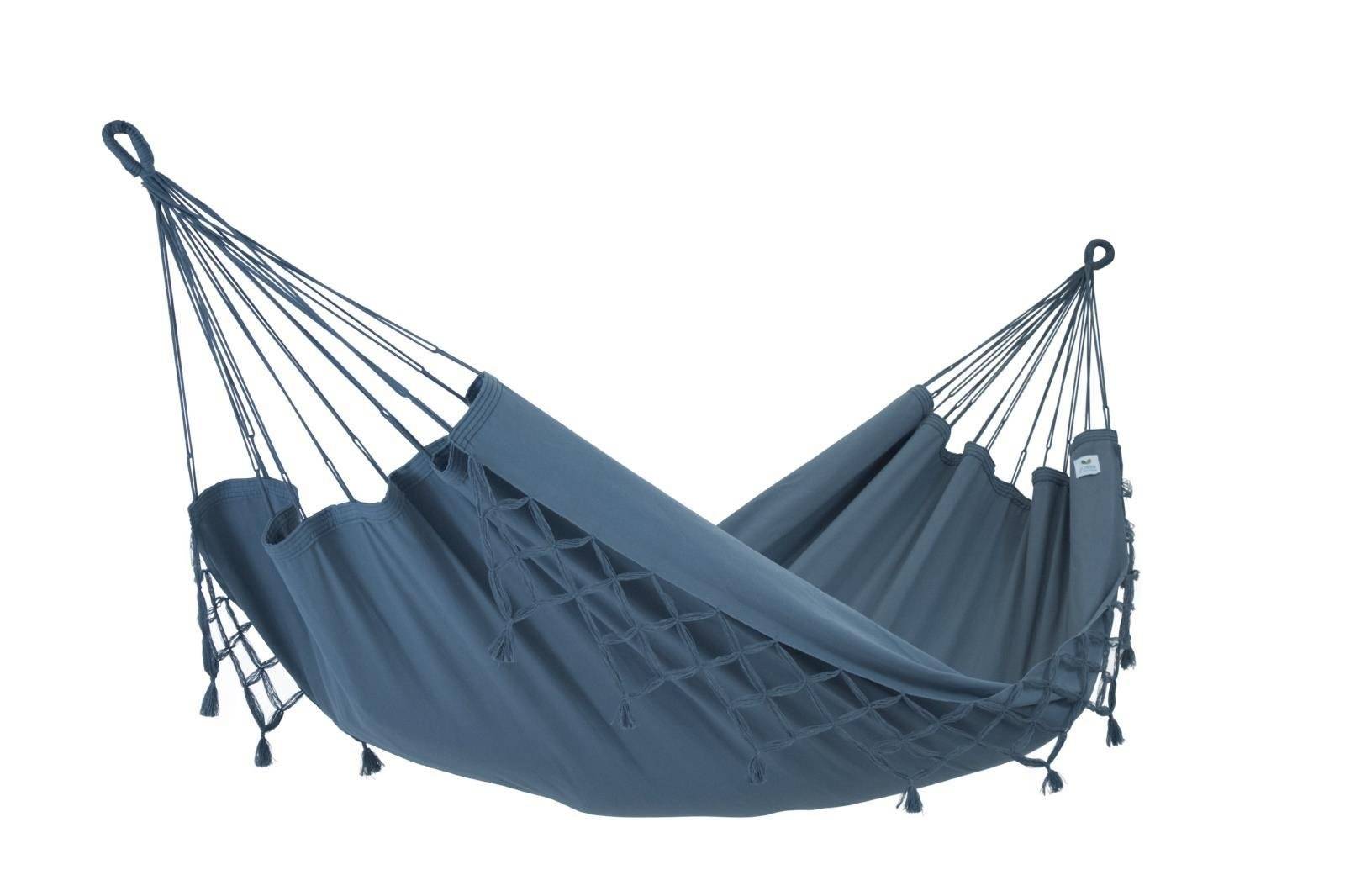 Jobek - Hamac Traditionnel KOCON 340x140 cm en Polypropylène Anthracite à Franges JOBEK - Imagen 1