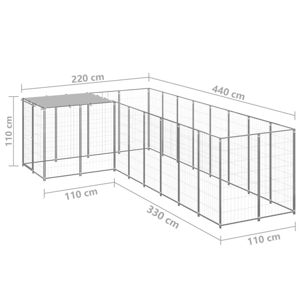 Helloshop26 - Chenil extérieur cage enclos parc animaux chien argenté 6,05 m² acier - Imagen 2