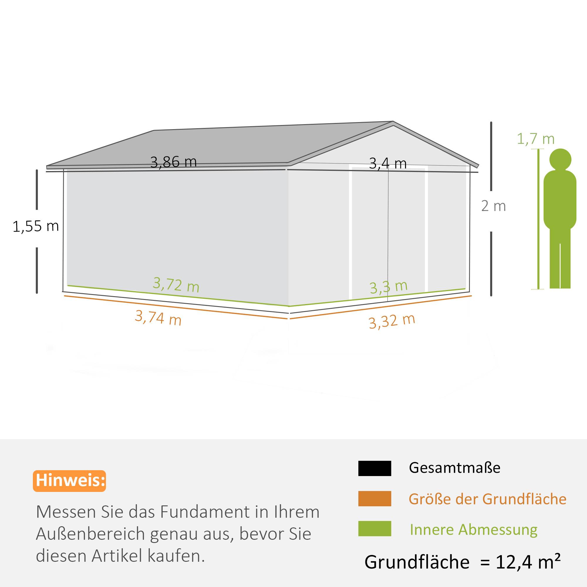 Abri de jardin étanche pour outils de jardin, avec fenêtres d'aération, portes coulissantes, en acier, gris clair - Image 5