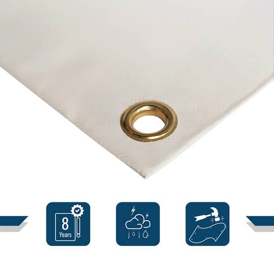 Bâche de Chantier 2x3 m LP640CH Blanc Crème - Garantie 8 ans - Bâche de protection étanche en PVC pour Travaux TECPLAST - Imagen 3