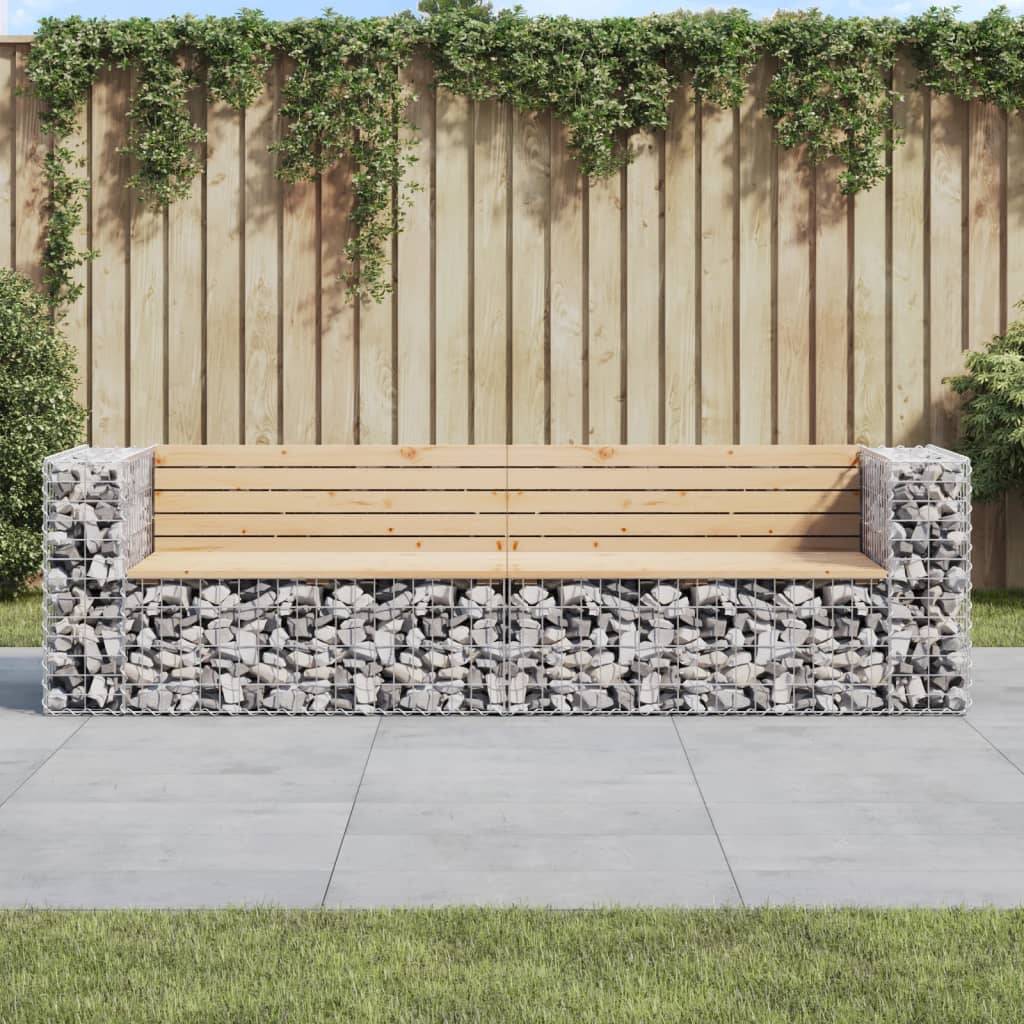 Maison Chic - Banc de jardin - Banc d'extérieur - Banquette design gabion 244x71x65,5 cm bois massif de pin - Imagen 2