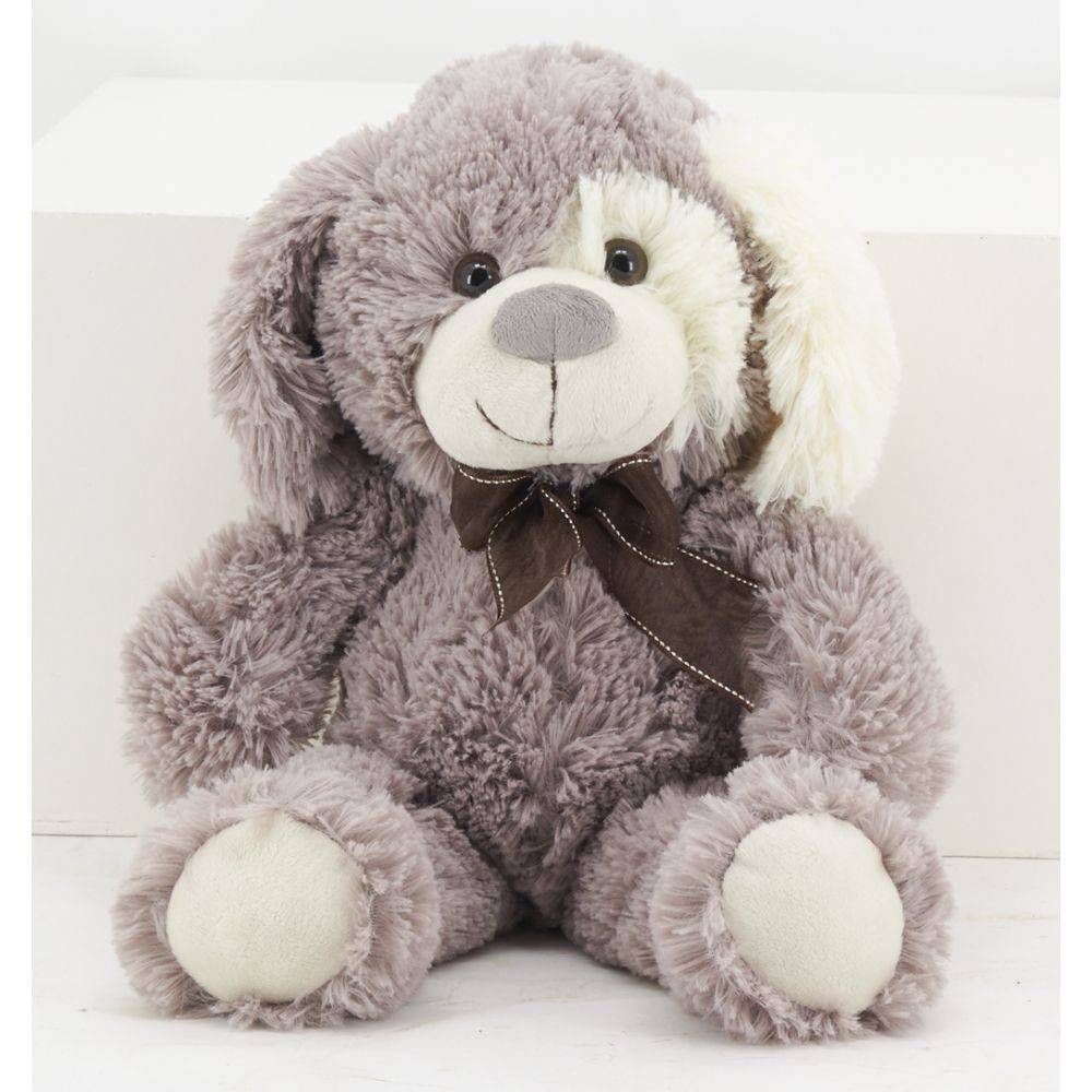 Aubry Gaspard - Peluche chien en acrylique gris 30 cm - Imagen 4