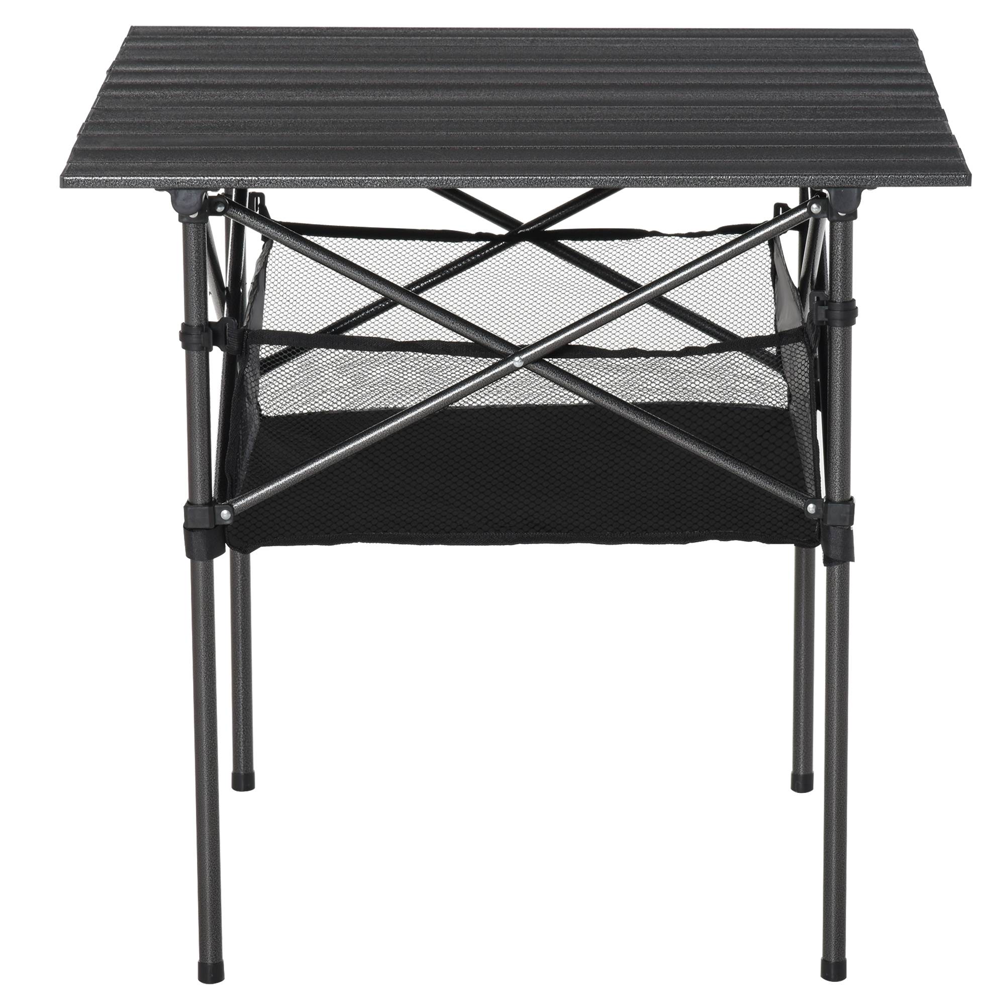 ComfortXL - Table de camping pliante aluminium gris anthracite pique-nique filet 70x70x69cm - ComfortXL Outdoor Living - Image 2