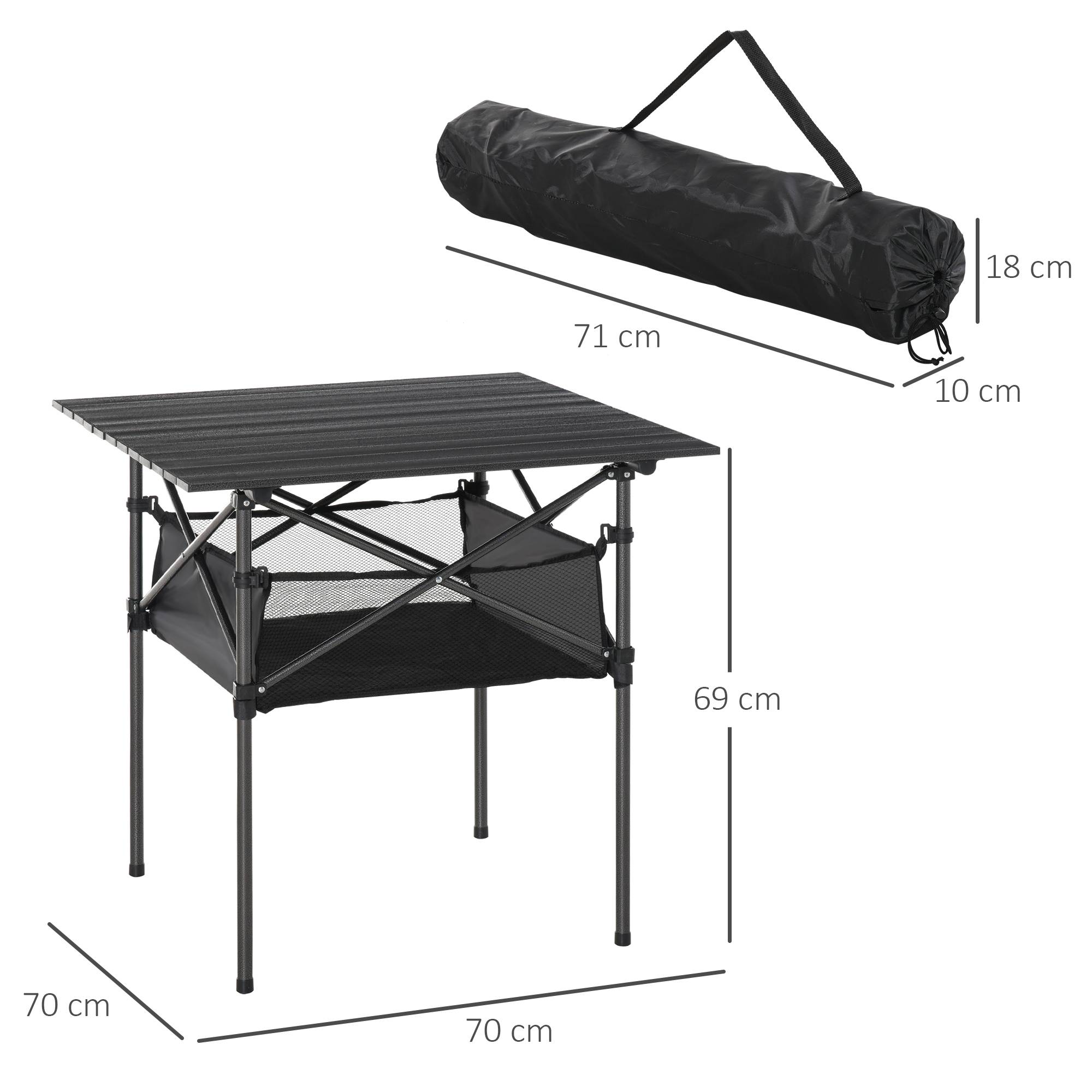 ComfortXL - Table de camping pliante aluminium gris anthracite pique-nique filet 70x70x69cm - ComfortXL Outdoor Living - Image 5
