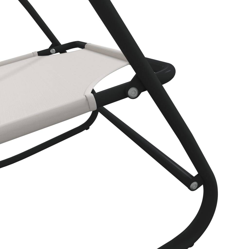 Helloshop26 - Transat chaise longue bain de soleil lit de jardin terrasse meuble d'extérieur à bascule acier et textilène crème - Imagen 4