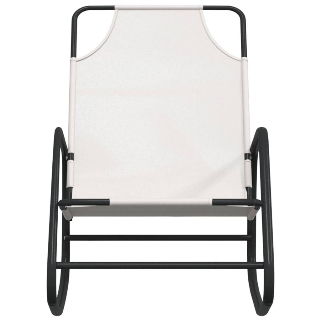 Helloshop26 - Transat chaise longue bain de soleil lit de jardin terrasse meuble d'extérieur à bascule acier et textilène crème - Imagen 2