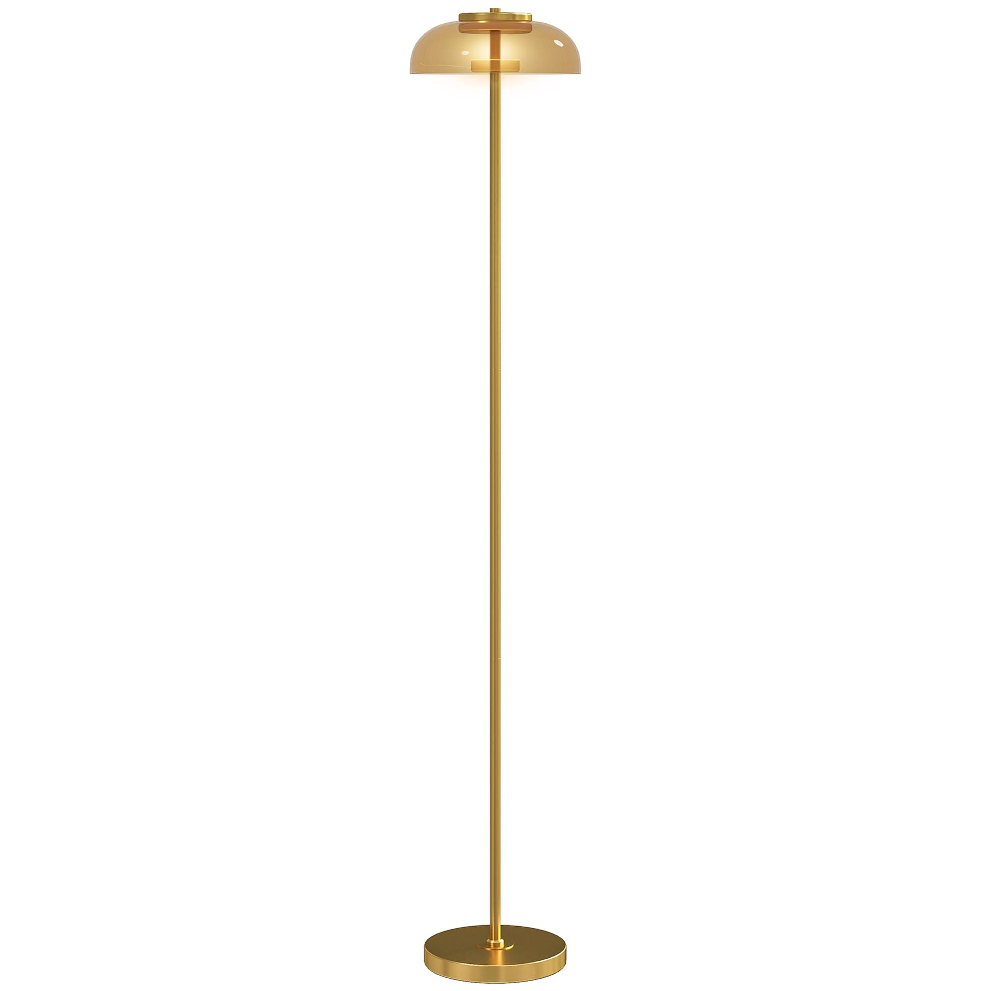 Lampadaire LED pour salon, éclairage blanc chaud 3000 K, interrupteur au pied, 25 x 25 x 134 cm, laiton - Image 1