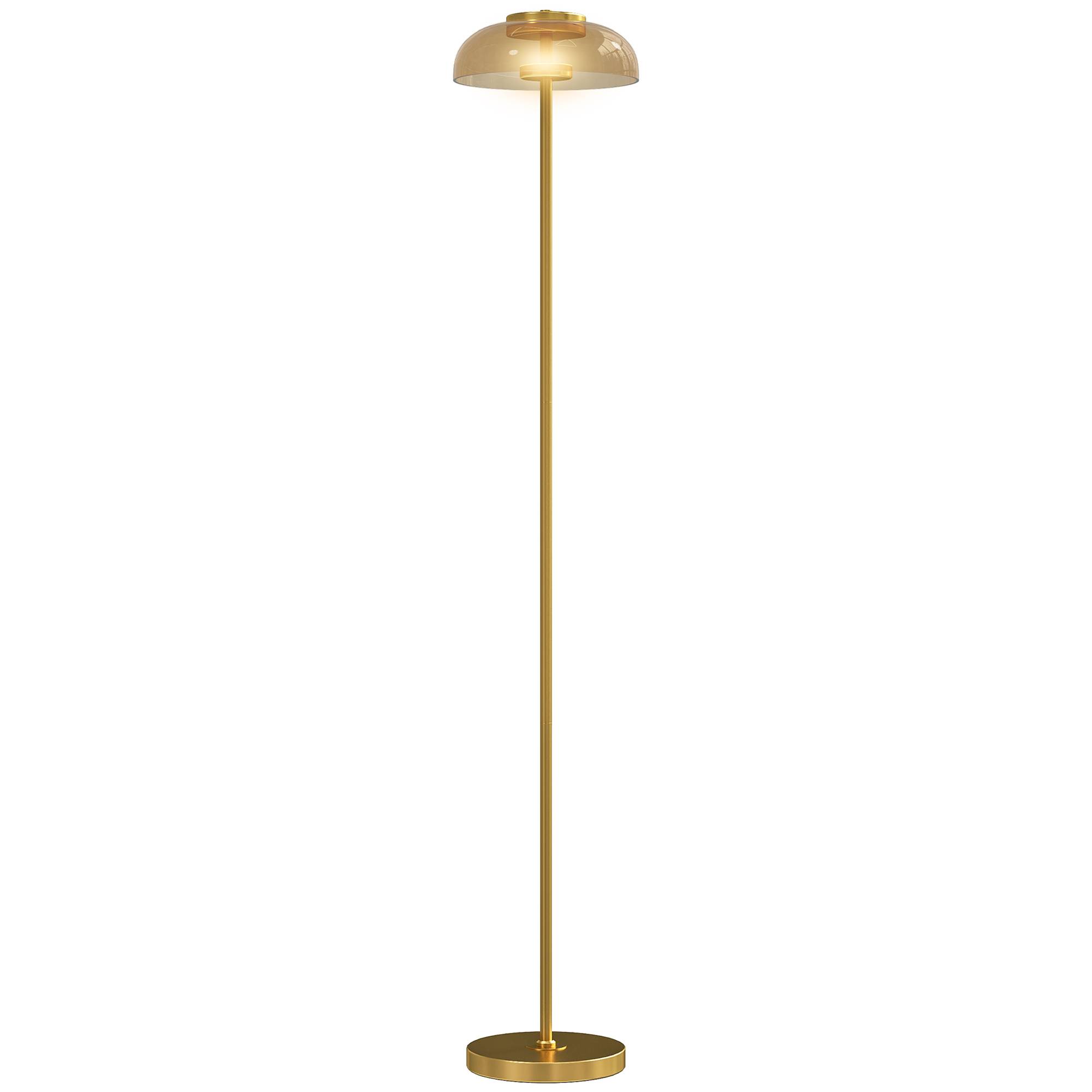 Lampadaire LED pour salon, éclairage blanc chaud 3000 K, interrupteur au pied, 25 x 25 x 134 cm, laiton - Image 2