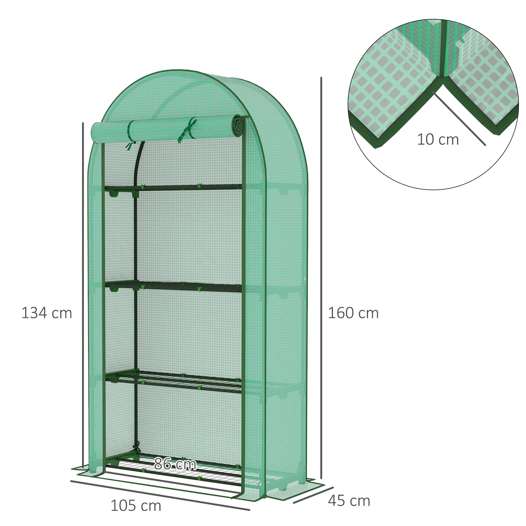 Serre de jardin serre de balcon avec étagères à 4 niveaux, bâche en PE pour légumes, plantes,105 x 45 x 160 cm, vert - Image 5