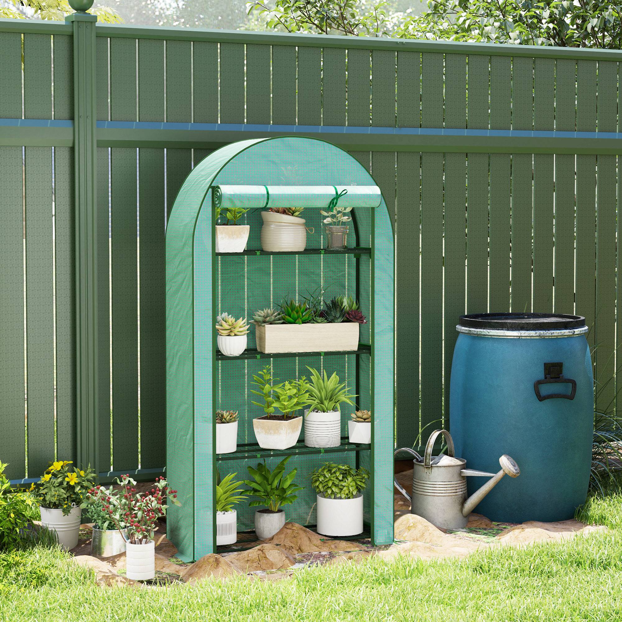 Serre de jardin serre de balcon avec étagères à 4 niveaux, bâche en PE pour légumes, plantes,105 x 45 x 160 cm, vert - Image 3