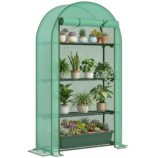 Serre de jardin serre de balcon avec étagères à 4 niveaux, bâche en PE pour légumes, plantes,105 x 45 x 160 cm, vert - Image 1