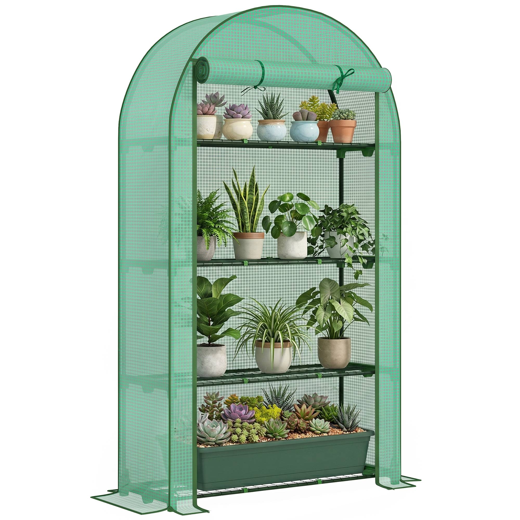 Serre de jardin serre de balcon avec étagères à 4 niveaux, bâche en PE pour légumes, plantes,105 x 45 x 160 cm, vert - Image 1