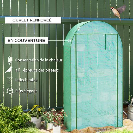 Serre de jardin serre de balcon avec étagères à 4 niveaux, bâche en PE pour légumes, plantes,105 x 45 x 160 cm, vert - Image 6