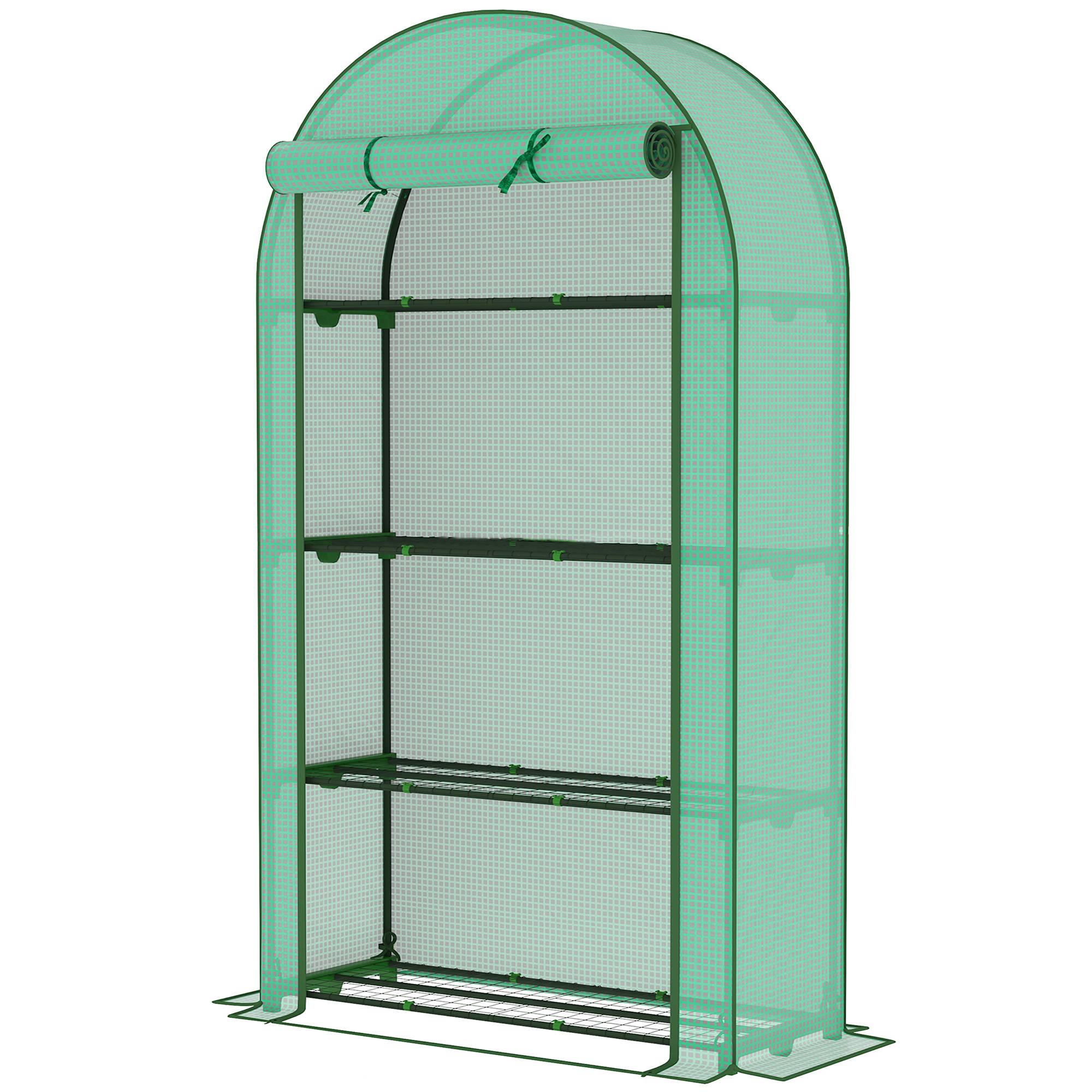 Serre de jardin serre de balcon avec étagères à 4 niveaux, bâche en PE pour légumes, plantes,105 x 45 x 160 cm, vert - Image 2