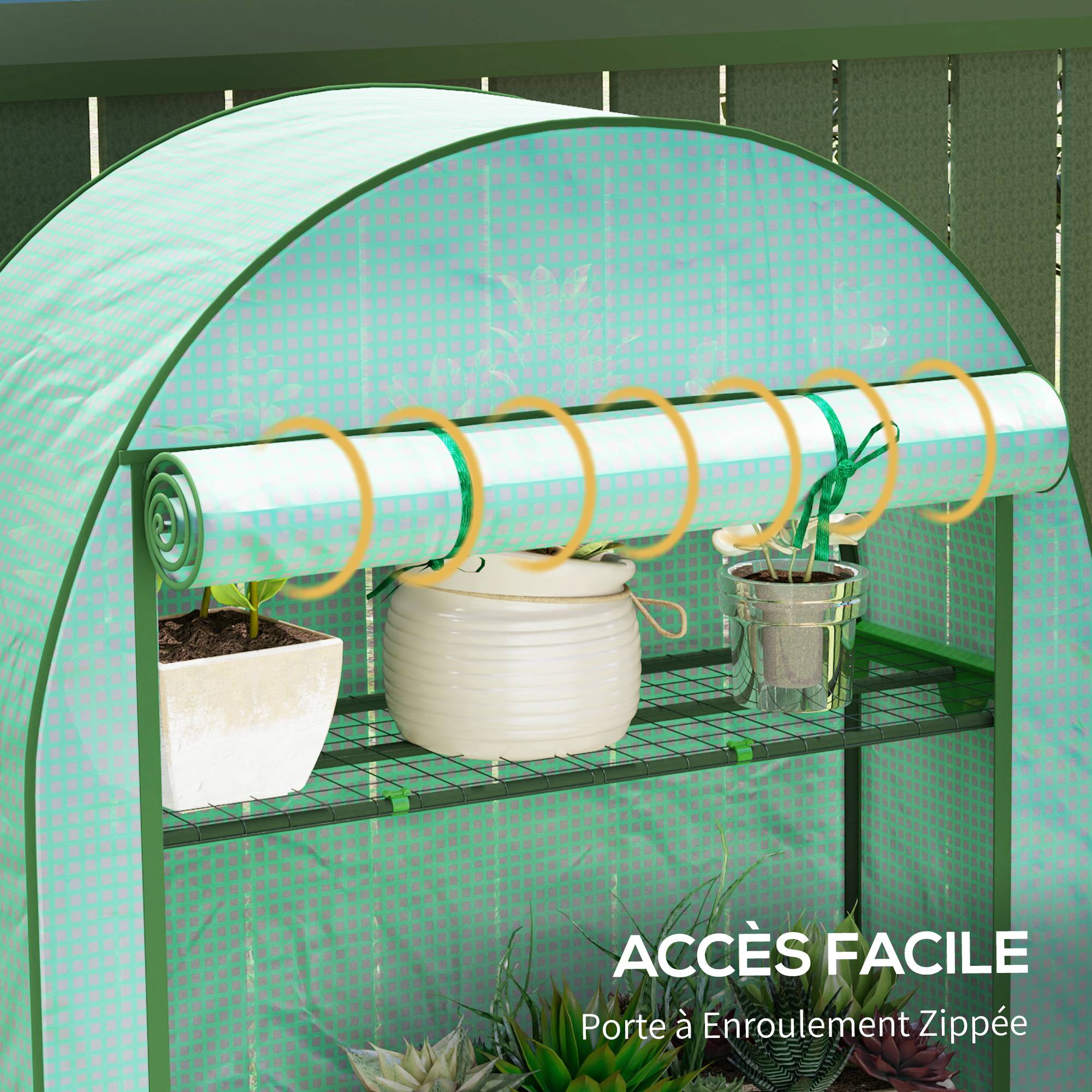 Serre de jardin serre de balcon avec étagères à 4 niveaux, bâche en PE pour légumes, plantes,105 x 45 x 160 cm, vert - Image 8