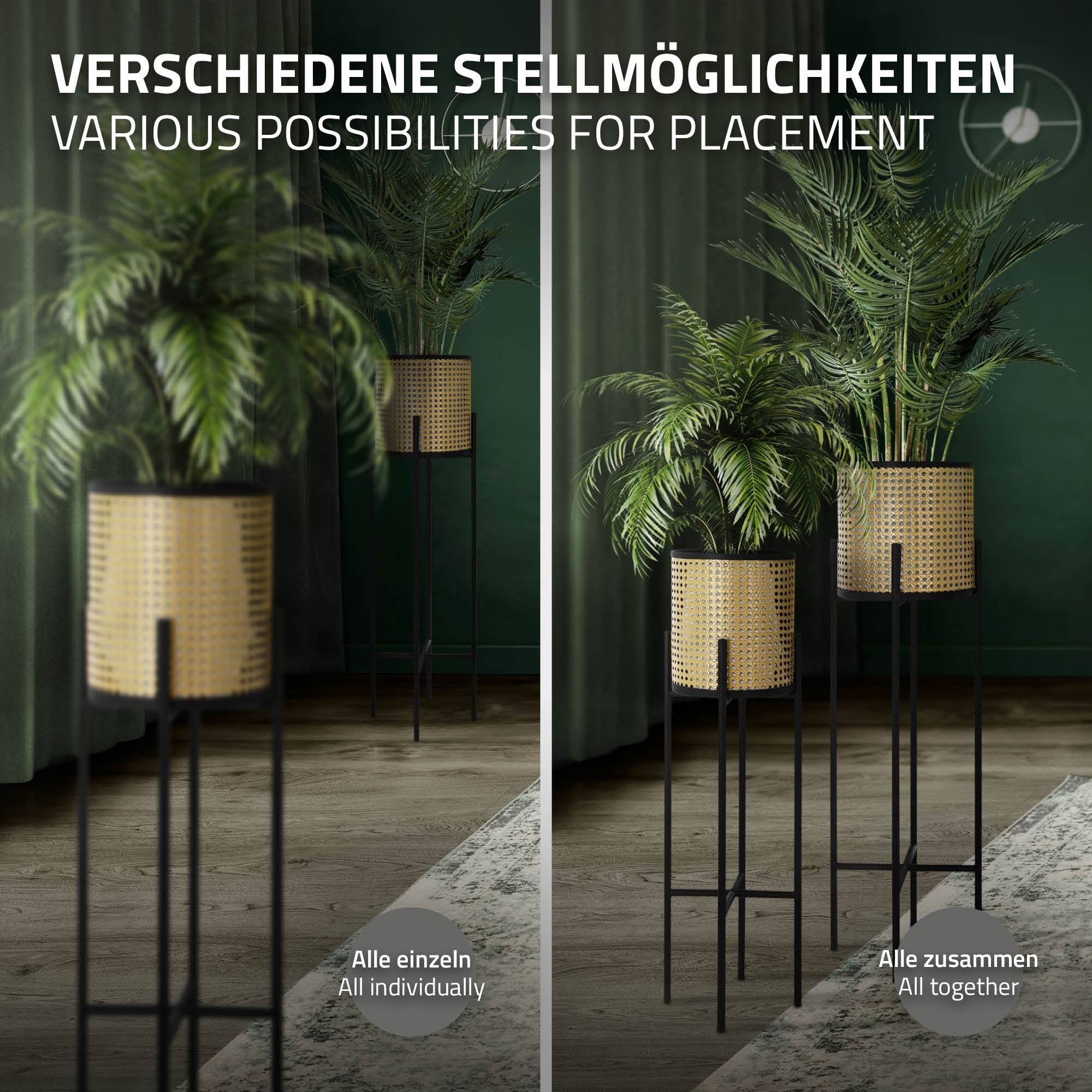 Ml-Design - 2x Support de plantes noir/or en acier h: 80,5 et 90 cm pot de fleurs décoratif - Imagen 4